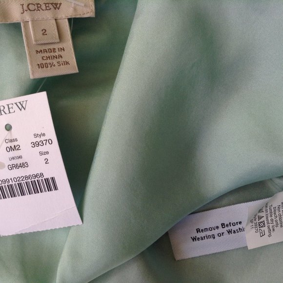NWT J.Crew Women's 2 Light 100% Silk Pocket Sleeveless Tank Top 39370 Green - Picture 13 of 14